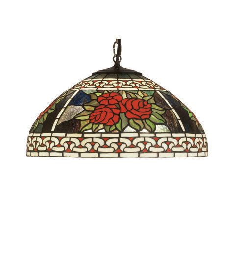 Meyda Tiffany Roses & Scrolls 51866 Pendant Light - Mahogany Bronze