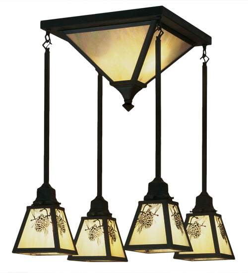 Meyda Tiffany Lighting 52007 Winter Pine Six Light Pendant Outdoor Bronze / Dark