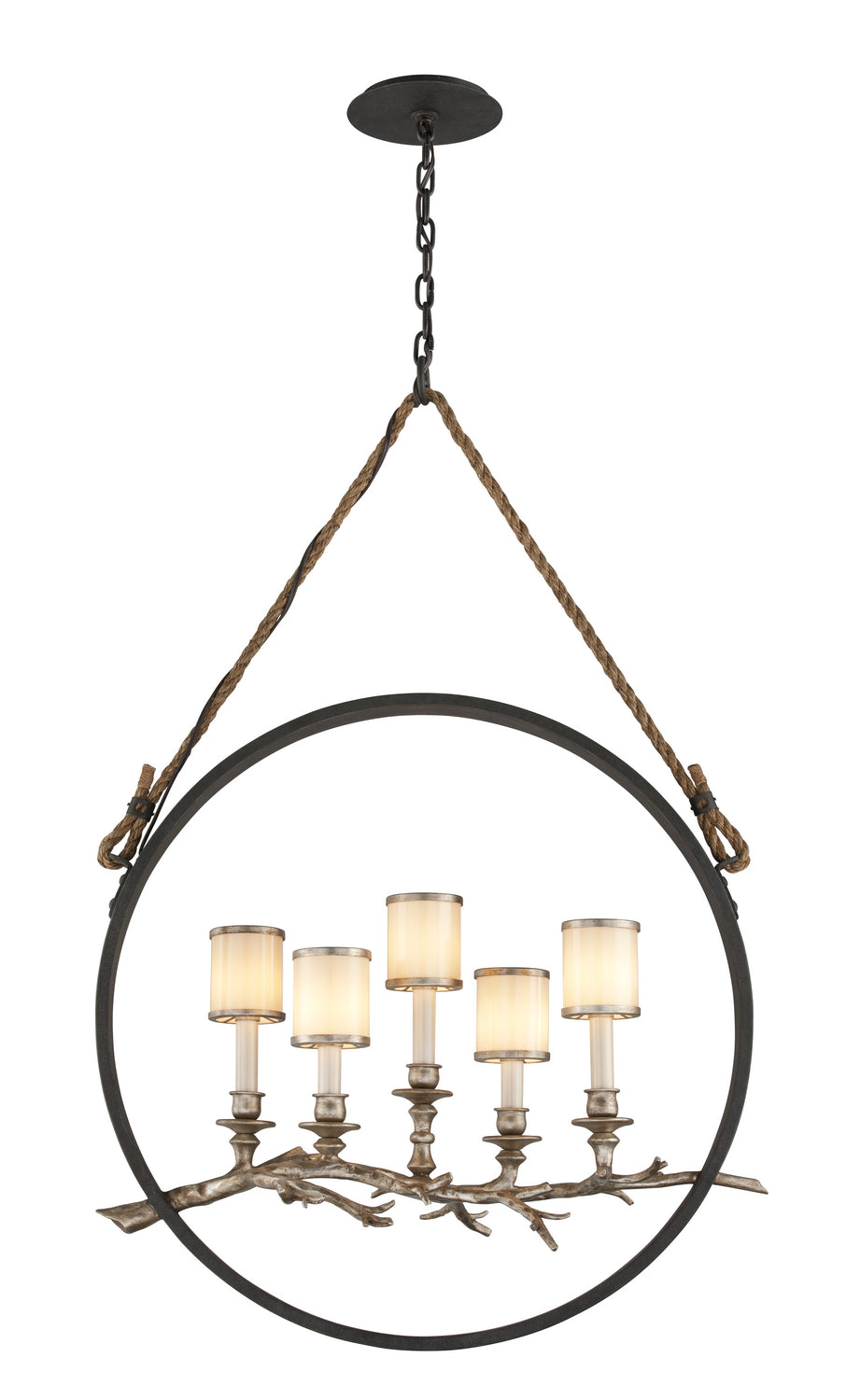 Troy Drift F3445 Chandelier Light - Bronze With Silver Leaf