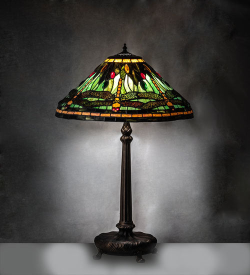 Meyda Tiffany Lighting 52441 Tiffany Dragonfly One Light Table Lamp Lamp Bronze / Dark