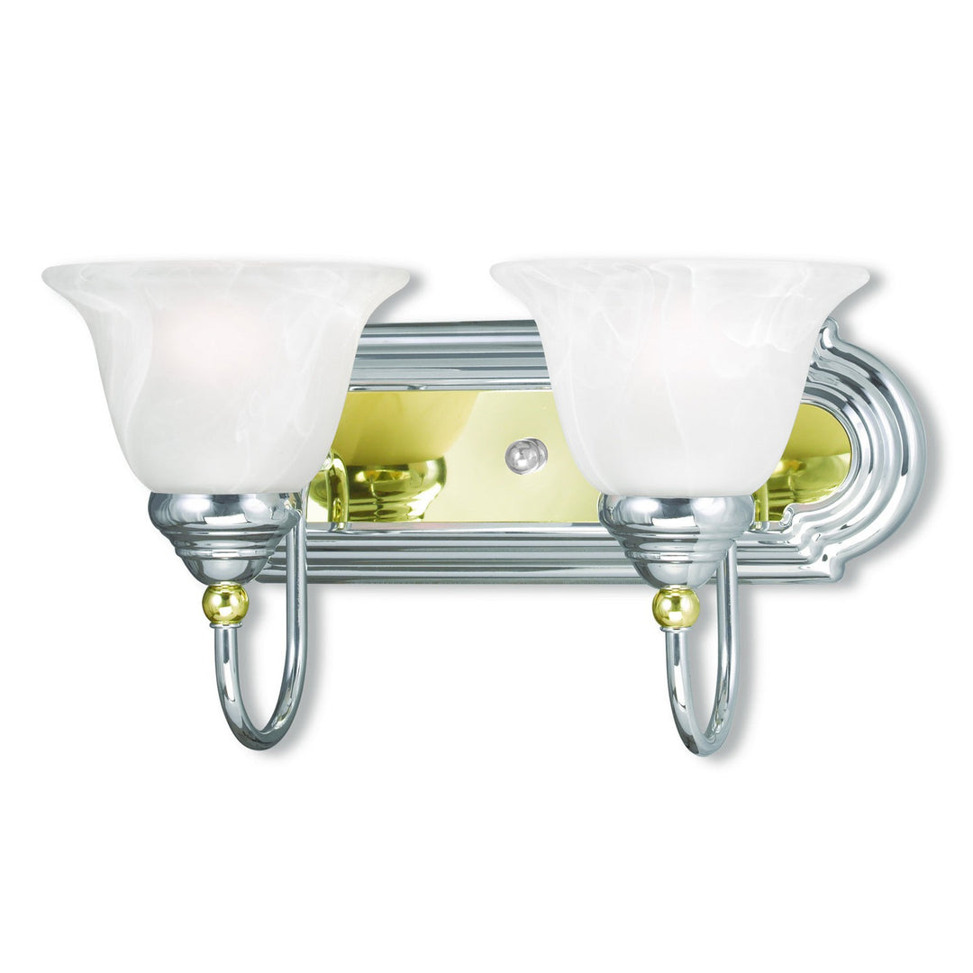 Livex Belmont 1002-52 Bath Vanity Light 14 in. wide - Polished Chrome & Polished Brass