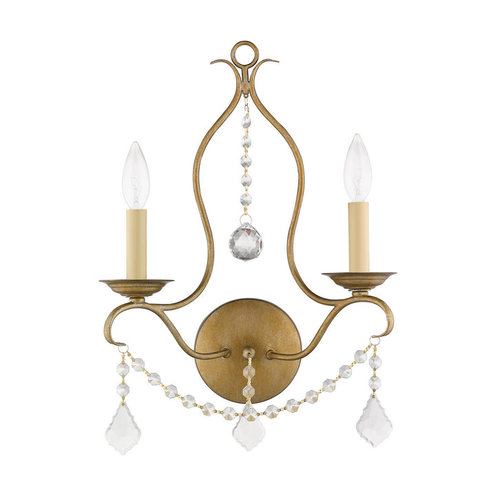 Livex Chesterfield 6422-48 Wall Sconce Light - Hand Applied Antique Gold Leaf