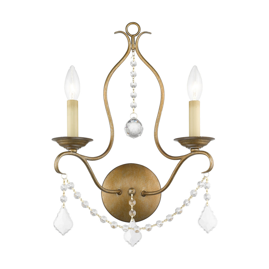 Livex Chesterfield 6422-48 Wall Sconce Light - Hand Applied Antique Gold Leaf