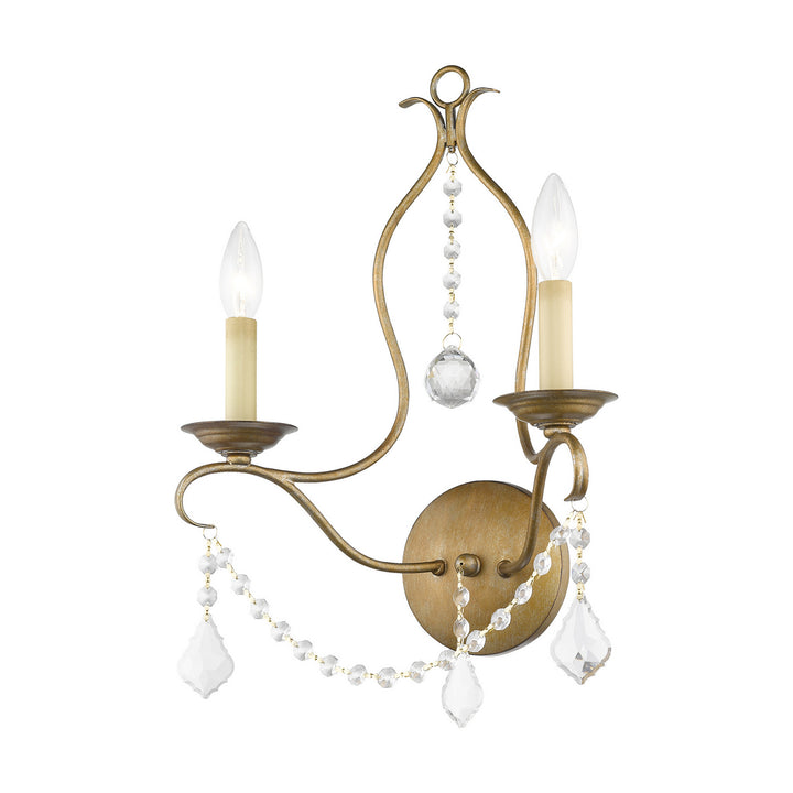 Livex Chesterfield 6422-48 Wall Sconce Light - Hand Applied Antique Gold Leaf