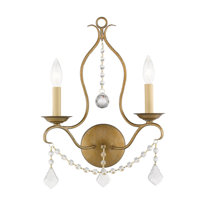 Livex Chesterfield 6422-48 Wall Sconce Light - Hand Applied Antique Gold Leaf