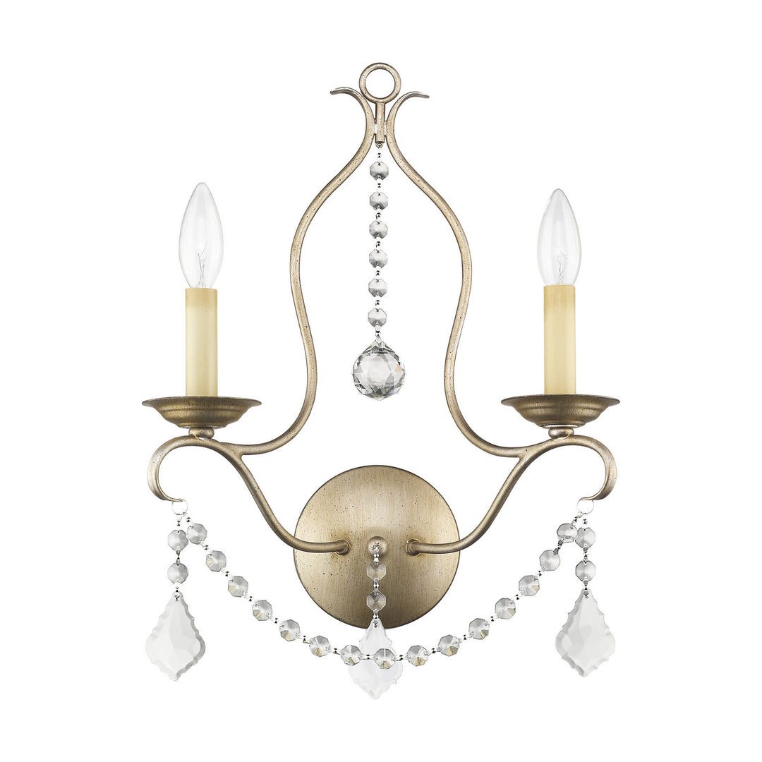 Livex Chesterfield 6422-73 Wall Sconce Light - Hand Painted Antique Silver Leaf