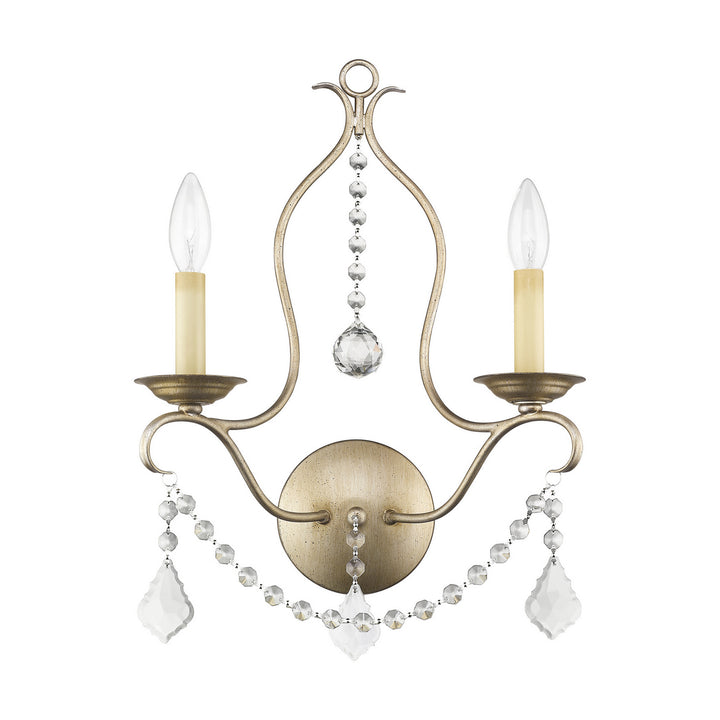 Livex Chesterfield 6422-73 Wall Sconce Light - Hand Painted Antique Silver Leaf