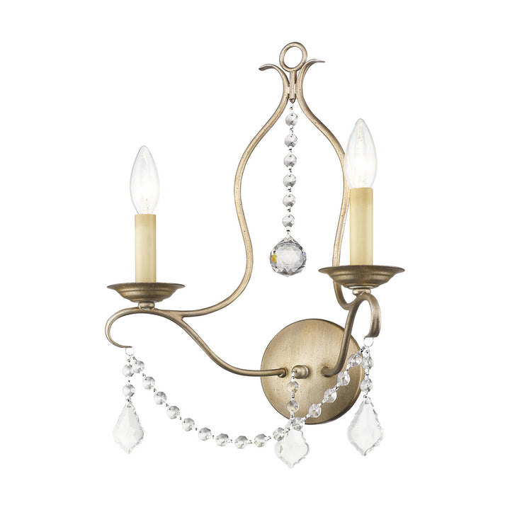 Livex Chesterfield 6422-73 Wall Sconce Light - Hand Painted Antique Silver Leaf