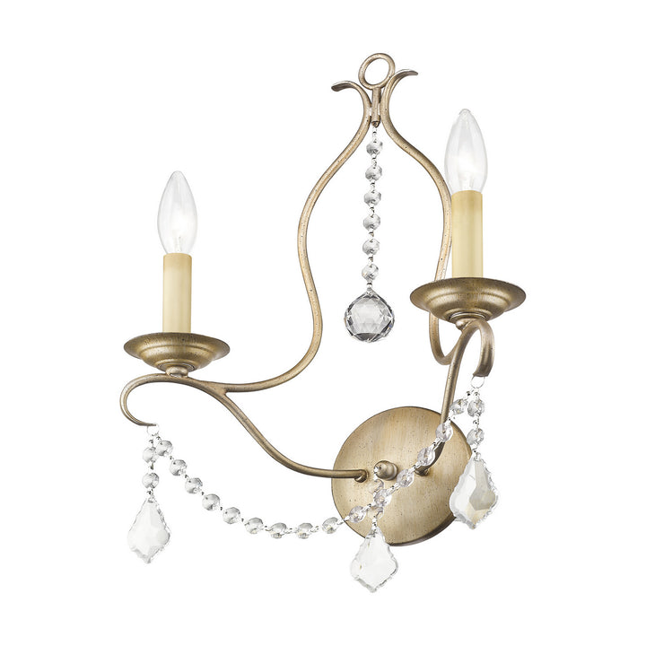Livex Chesterfield 6422-73 Wall Sconce Light - Hand Painted Antique Silver Leaf