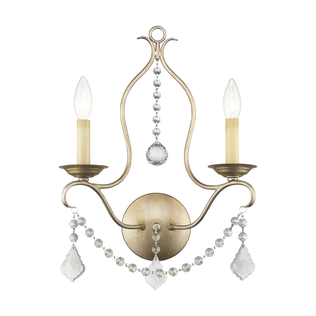 Livex Chesterfield 6422-73 Wall Sconce Light - Hand Painted Antique Silver Leaf