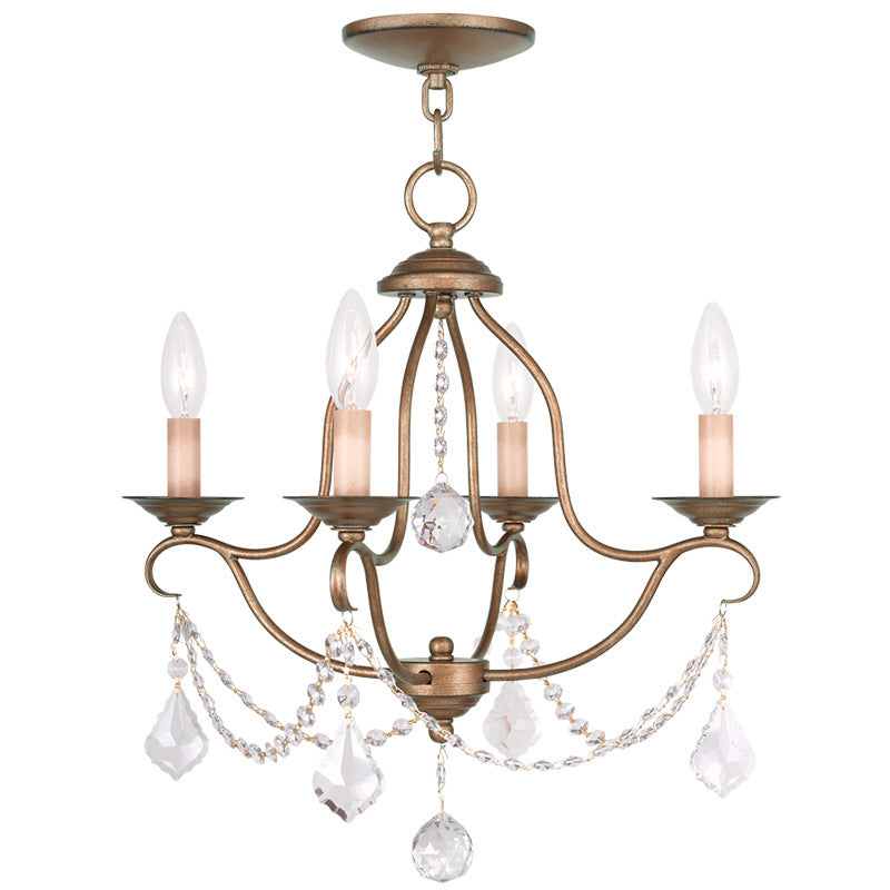 Livex Chesterfield 6424-48 Chandelier Light - Hand Applied Antique Gold Leaf