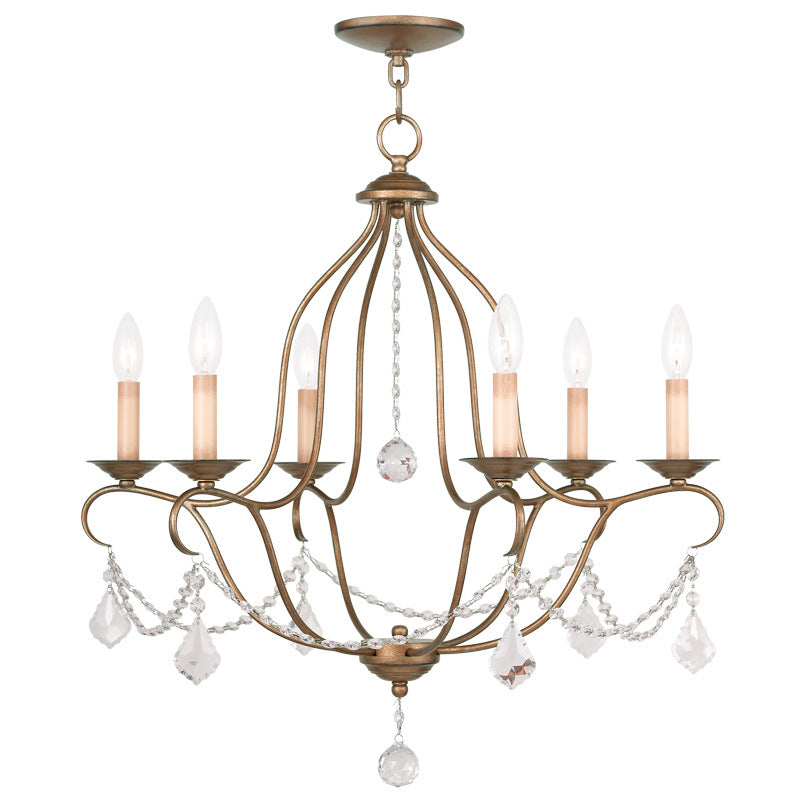 Livex Chesterfield 6426-48 Chandelier Light - Hand Applied Antique Gold Leaf
