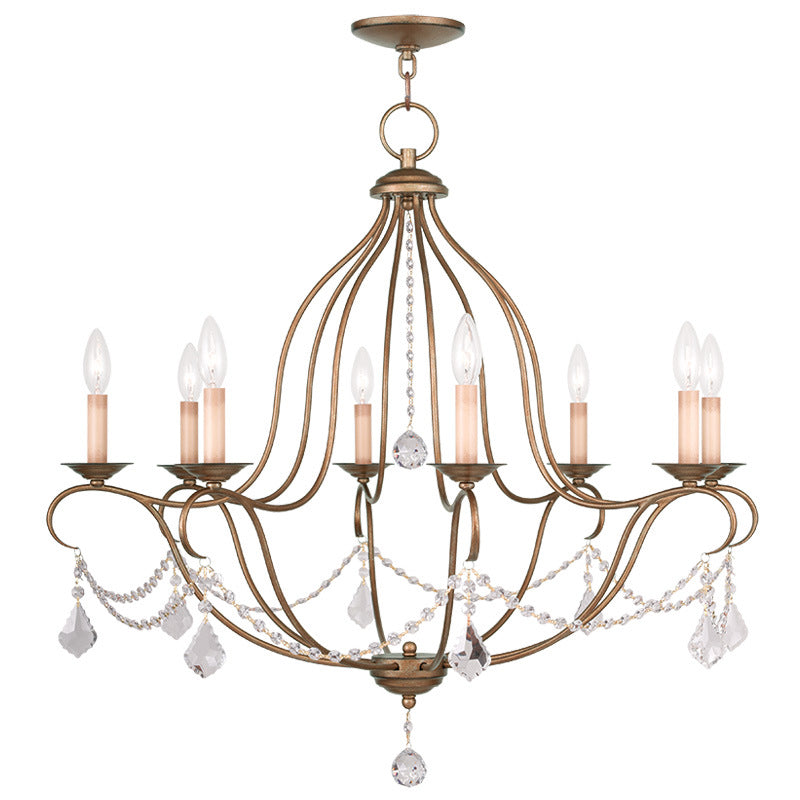 Livex Chesterfield 6428-48 Chandelier Light - Hand Applied Antique Gold Leaf