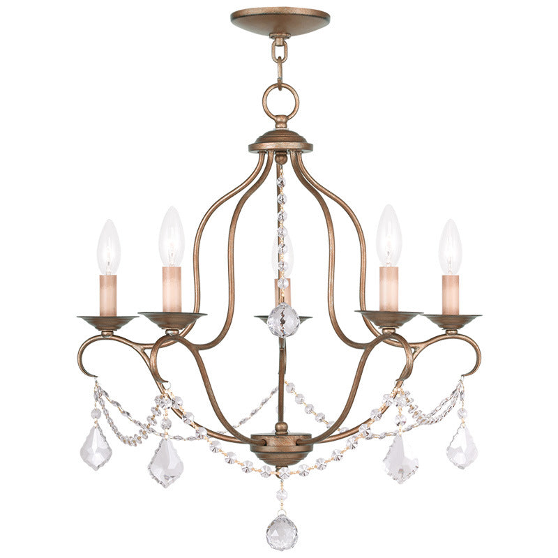 Livex Chesterfield 6435-48 Chandelier Light - Hand Applied Antique Gold Leaf