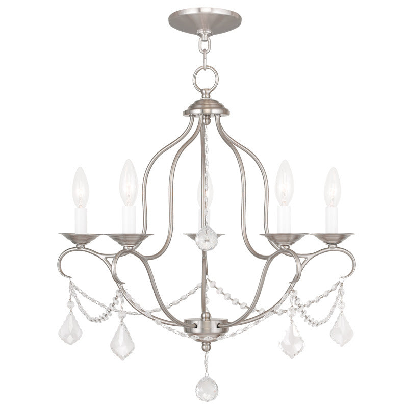 Livex Chesterfield 6435-91 Chandelier Light - Brushed Nickel