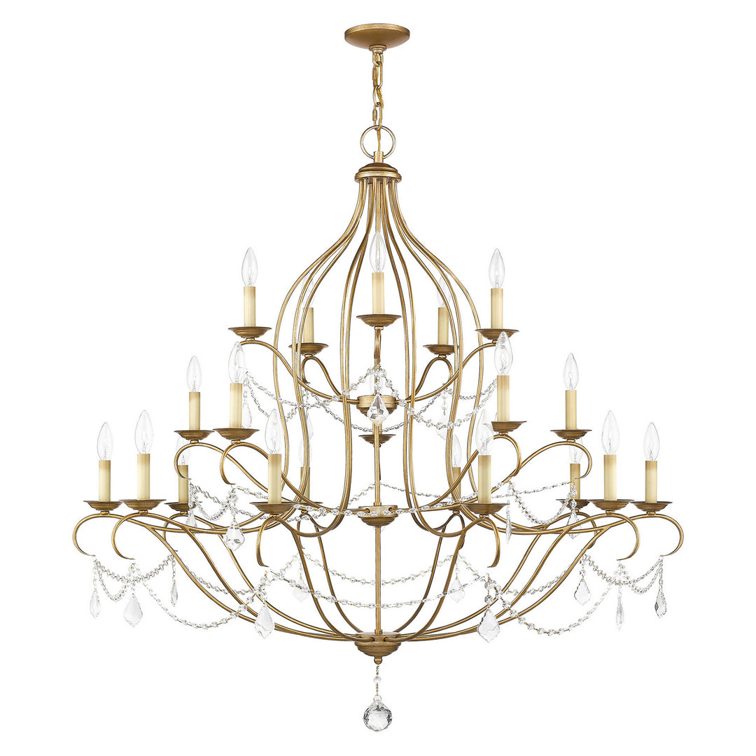 Livex Chesterfield 6439-48 Chandelier Light - Hand Applied Antique Gold Leaf