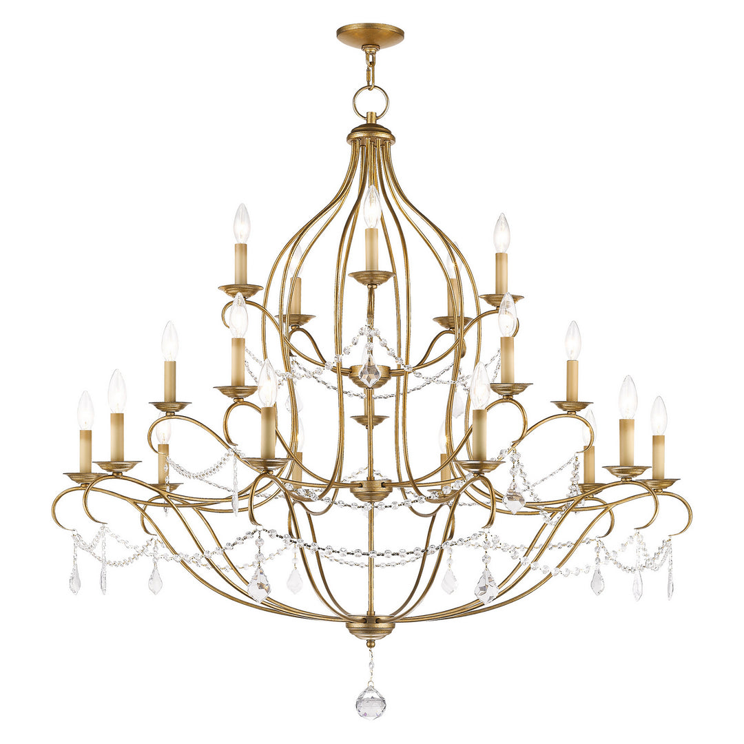 Livex Chesterfield 6439-48 Chandelier Light - Hand Applied Antique Gold Leaf