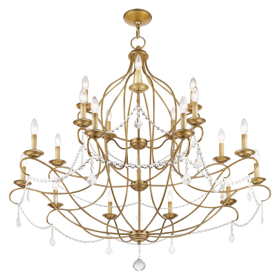 Livex Chesterfield 6439-48 Chandelier Light - Hand Applied Antique Gold Leaf