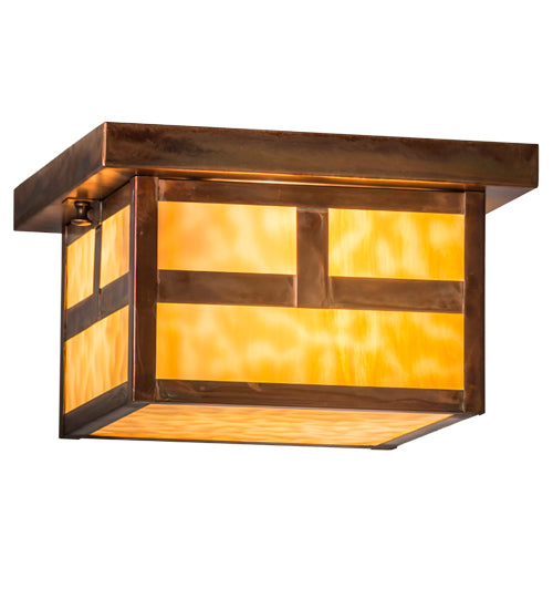 Meyda Tiffany Lighting 52636 Hyde Park One Light Flushmount Outdoor Copper/Antique/Verde