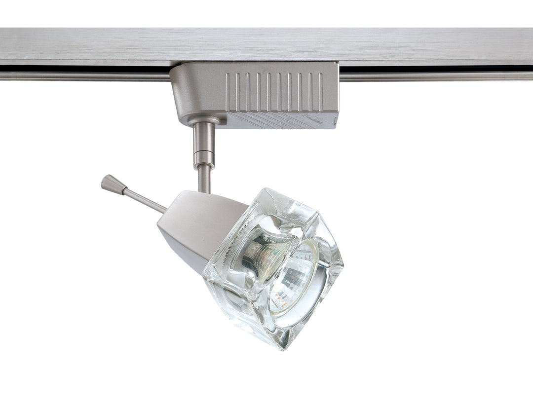 Kendal Lighting TL6801-SN Track Track Cylinder With Cube Glass Shade - Low Voltage Track Light Pewter, Nickel, Silver
