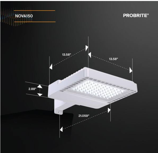 White LED Area Flood Light Fixture, Slipfitter & SP1 Mounting Hardware, Photocell Included, 120-277V, 4000K, Dimming Driver