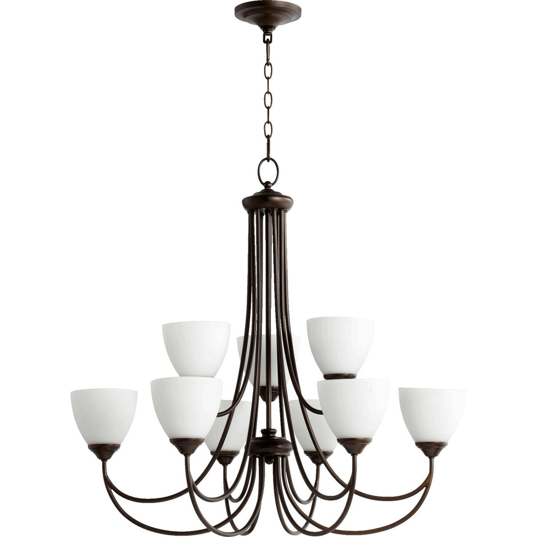 Quorum Brooks 6050-9-86 Chandelier Light - Oiled Bronze, Satin Nickel/Walnut/