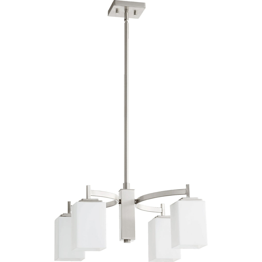 Quorum Delta 6384-4-65 Chandelier Light - Satin Nickel, Studio White/Studio White/