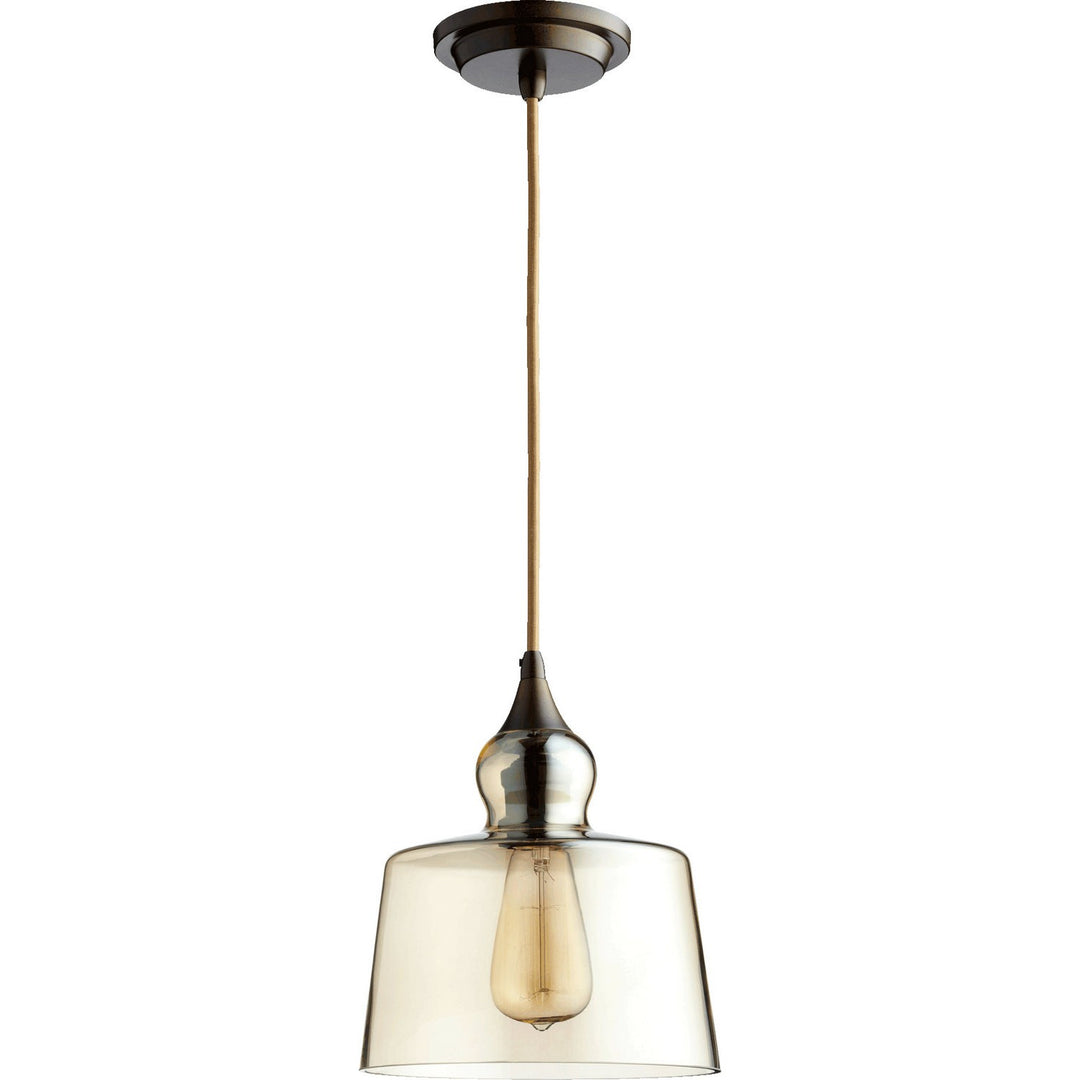 Quorum Pendant 8001-386 Pendant Light - Oiled Bronze w/ Amber