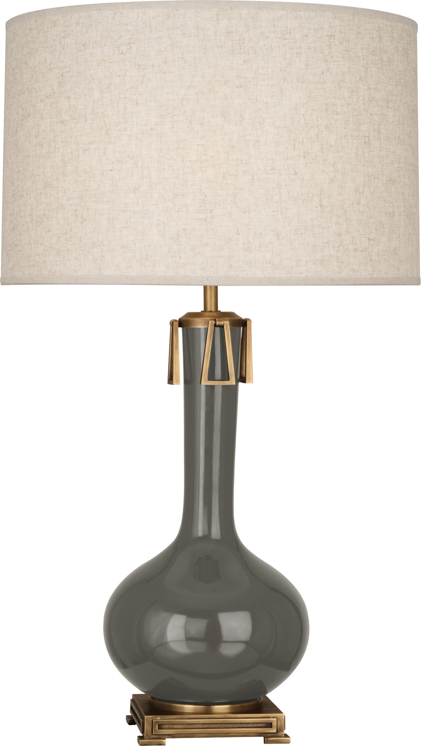 Robert Abbey Lighting CR992 Athena Lamp Ash Glazed W/Aged Brass