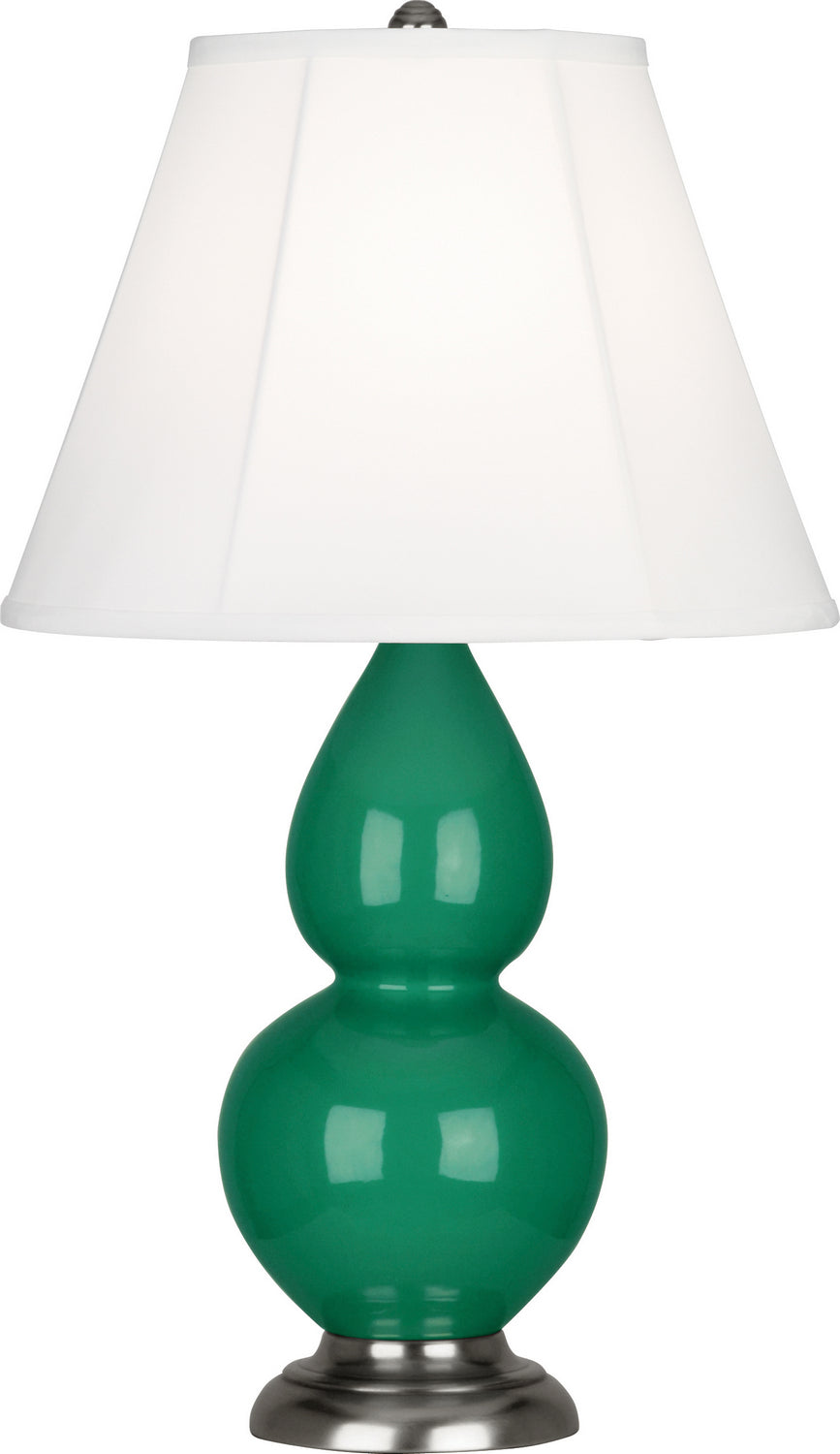 Robert Abbey Lighting EG12 Small Double Gourd Lamp Emerald Green Glazed W/Antique Silver