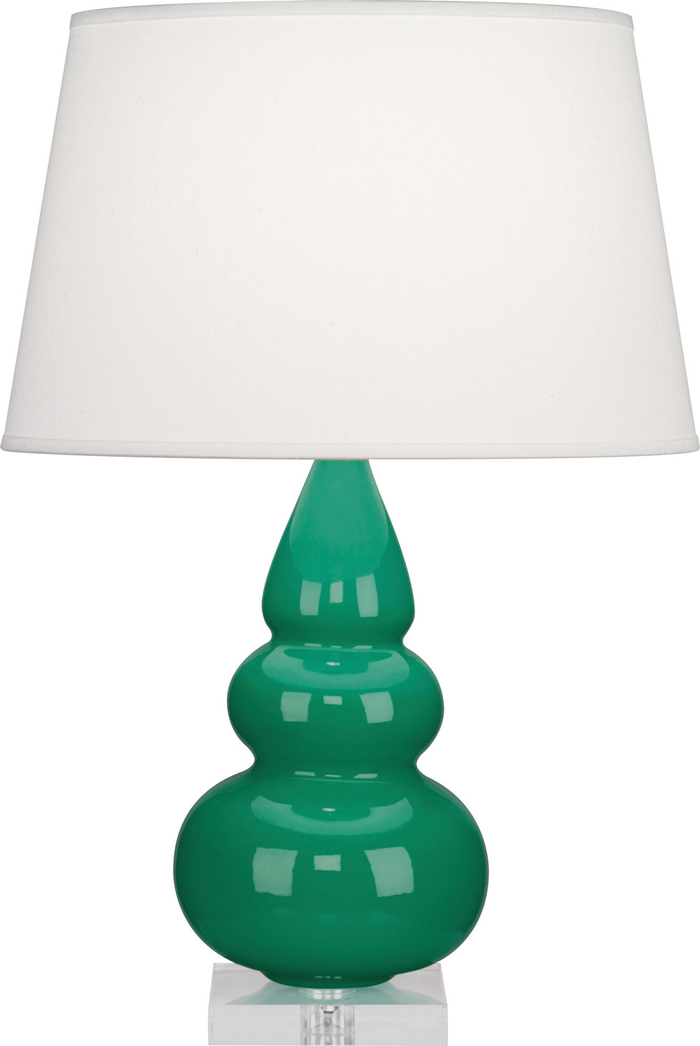 Robert Abbey Lighting EG33X Small Triple Gourd Lamp Emerald Green Glazed W/Lucite Base