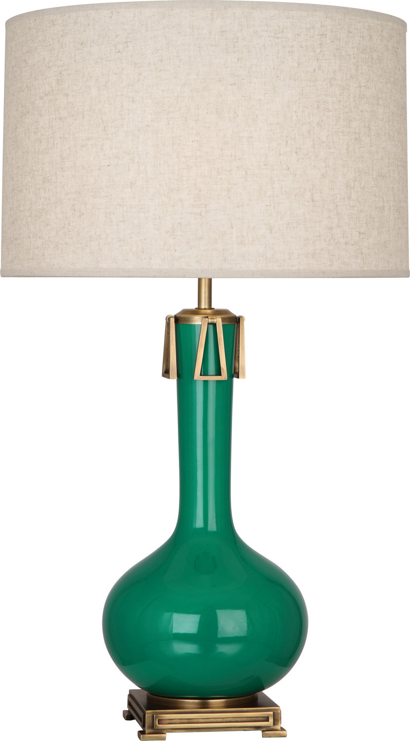 Robert Abbey Lighting EG992 Athena Lamp Emerald Green Glazed W/Aged Brass