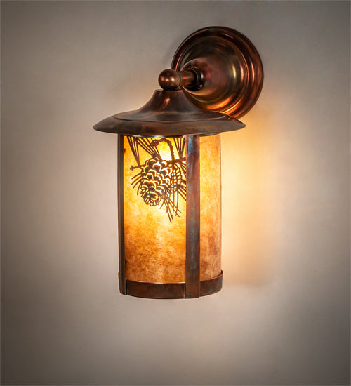 Meyda Tiffany Lighting 54247 Fulton One Light Wall Sconce Outdoor Copper/Antique/Verde