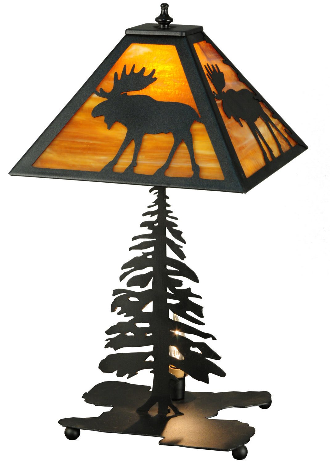 Meyda Tiffany Lighting 27293 Lone Moose Two Light Table Lamp Lamp Black