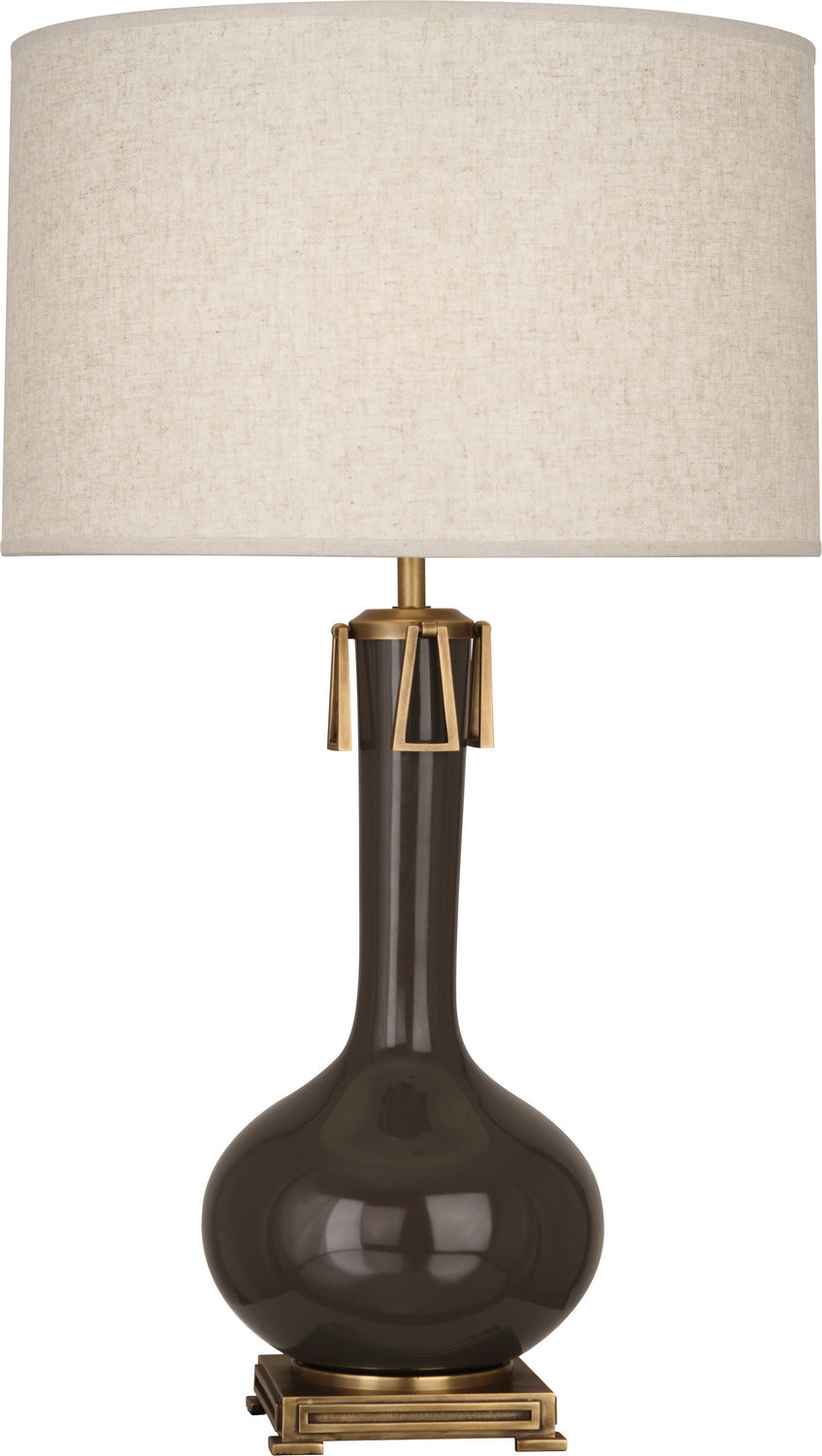 Robert Abbey Lighting TE992 Athena Lamp Brown Tea Glazed W/Aged Brass