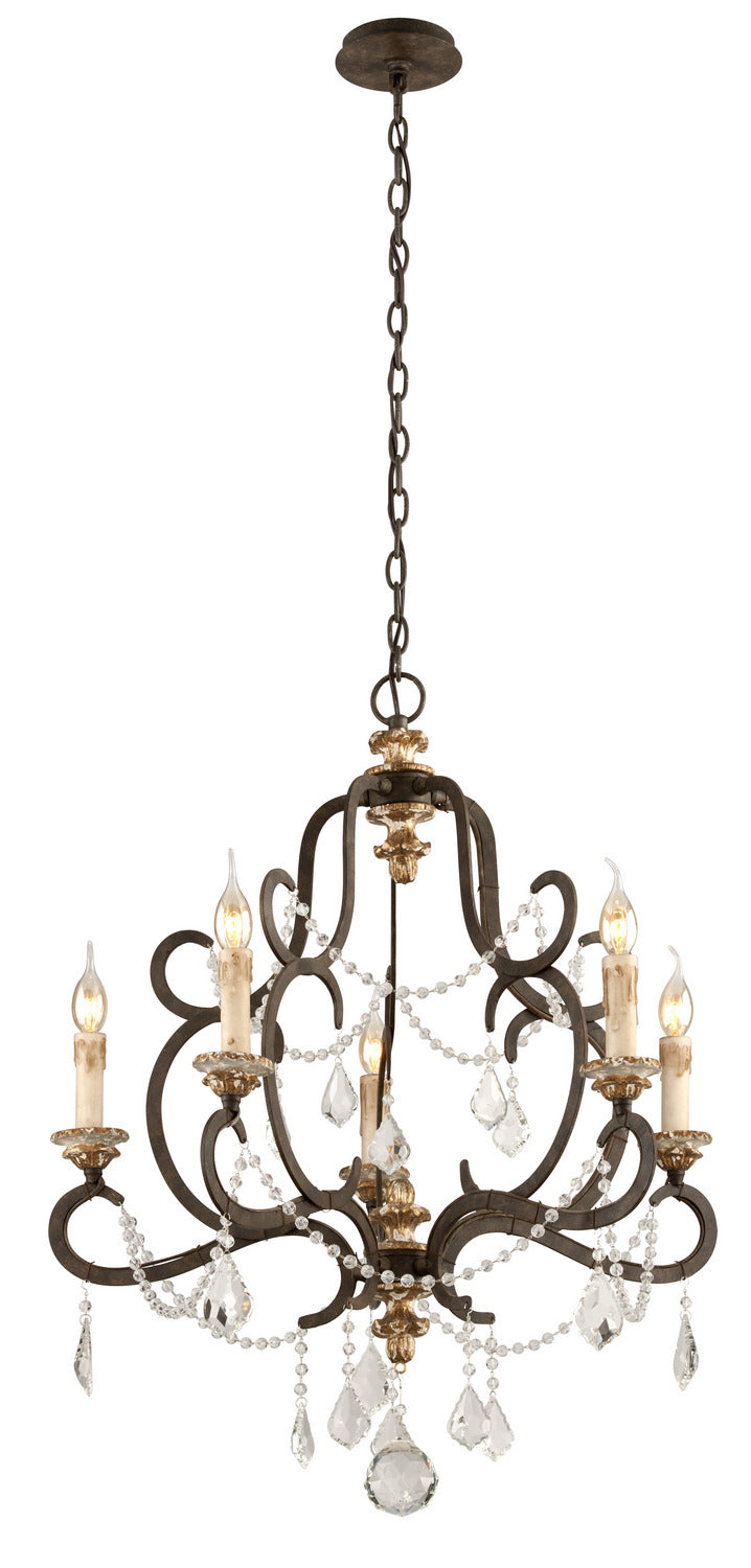 Troy Bordeaux F3515 Chandelier Light - Parisian Brnze W Distr Gold Le