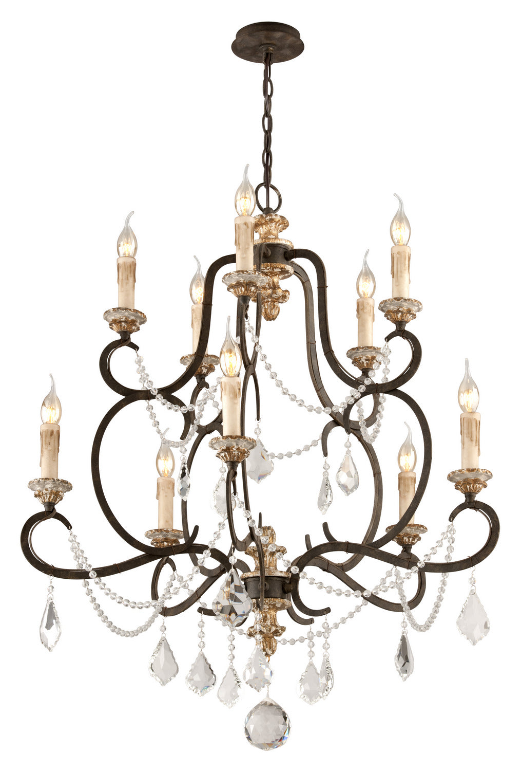 Troy Bordeaux F3516 Chandelier Light - Parisian Bronze