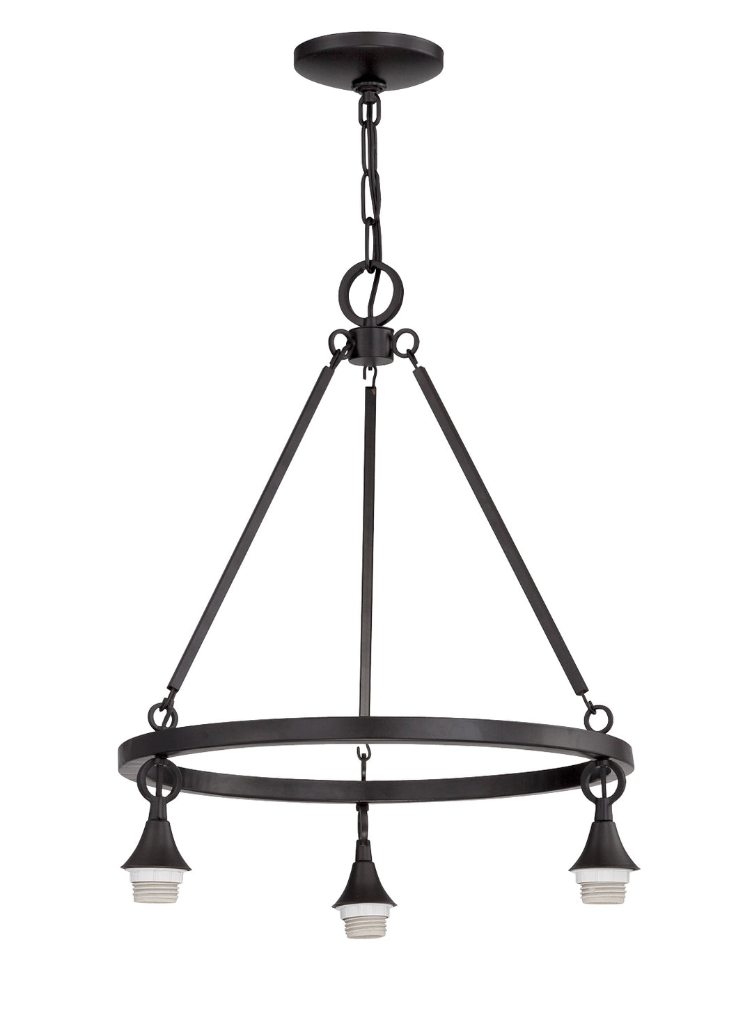 Craftmade Lighting CP3CH-MBK Design-A-Fixture 3 Light Chandelier Hardware Utility Light Black