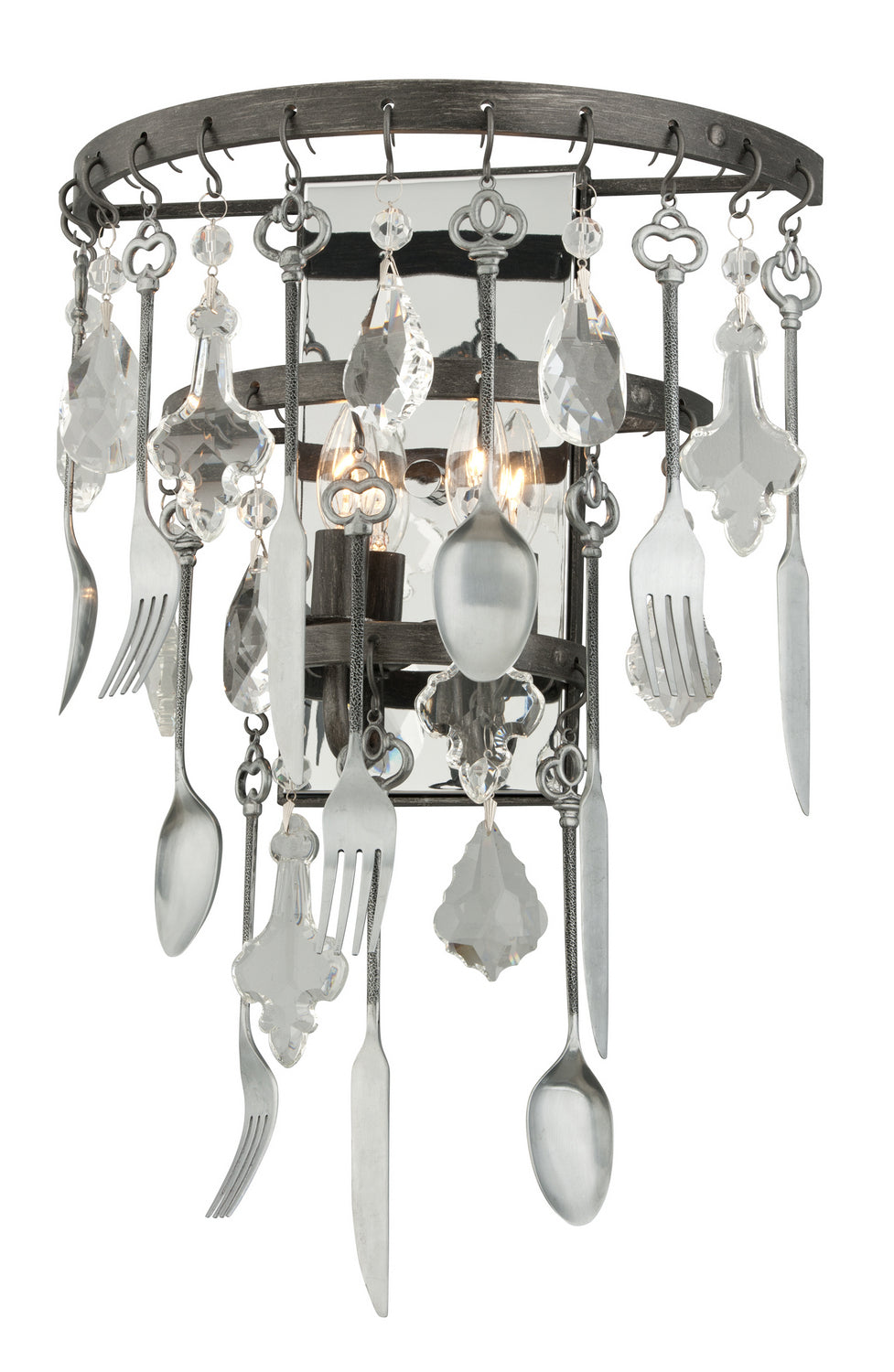 Troy Bistro B3802 Wall Sconce Light - Graphite W Antique Pewter Flat