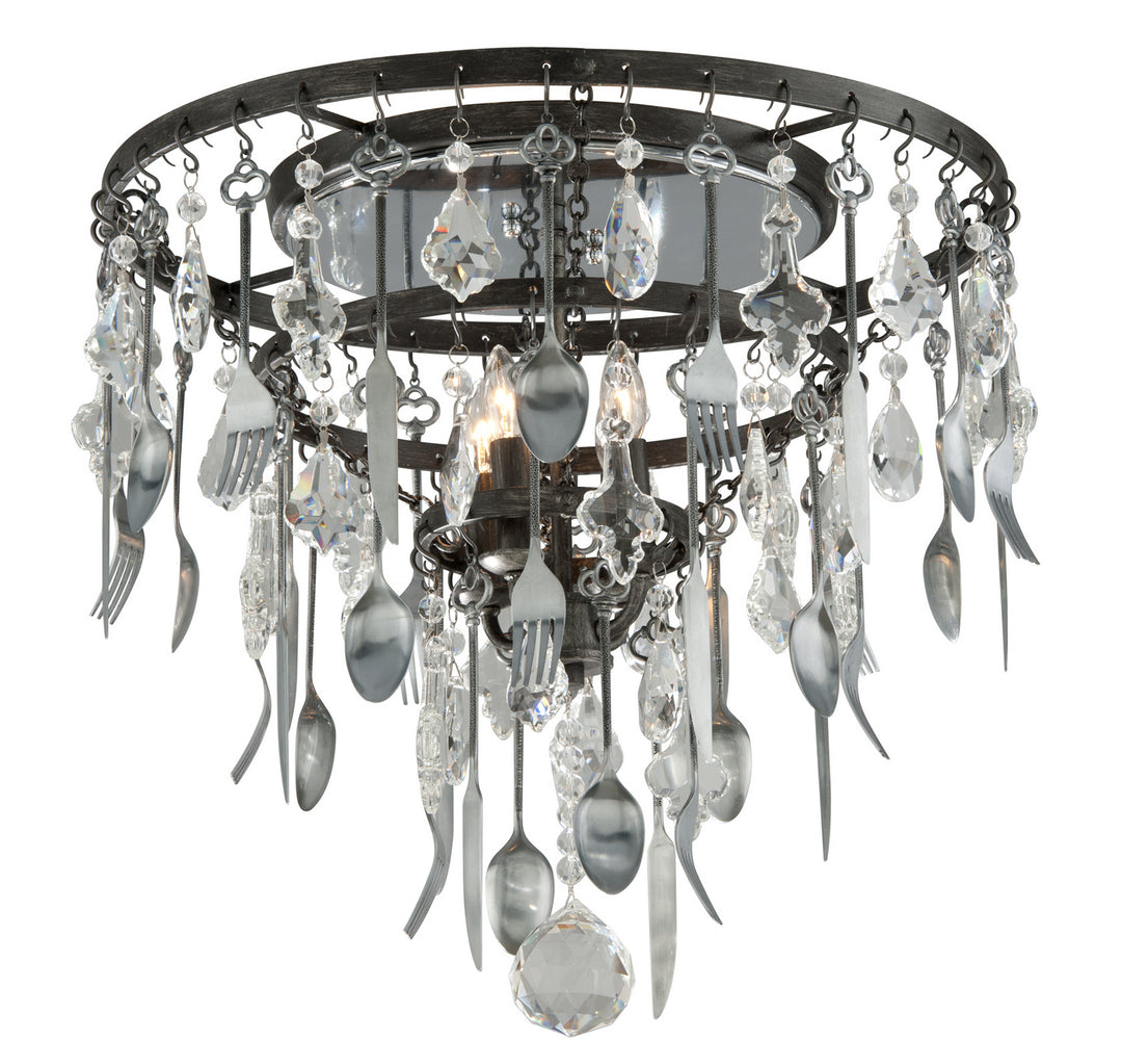 Troy Bistro C3800 Ceiling Light - Graphite W Antique Pewter Flat