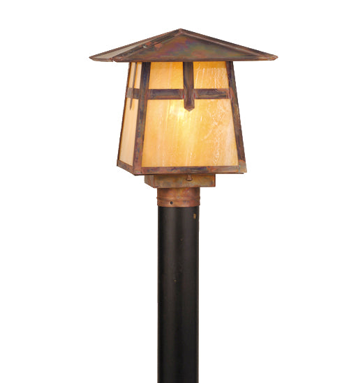 Meyda Tiffany Lighting 54678 Stillwater One Light Post Mount Outdoor Copper/Antique/Verde