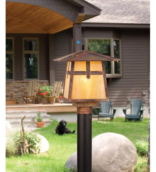 Meyda Tiffany Lighting 54678 Stillwater One Light Post Mount Outdoor Copper/Antique/Verde