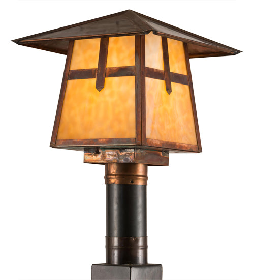 Meyda Tiffany Lighting 54679 Stillwater One Light Post Mount Outdoor Copper/Antique/Verde