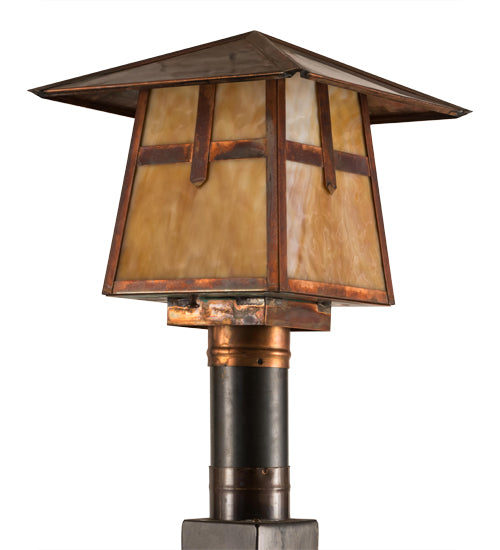 Meyda Tiffany Lighting 54679 Stillwater One Light Post Mount Outdoor Copper/Antique/Verde