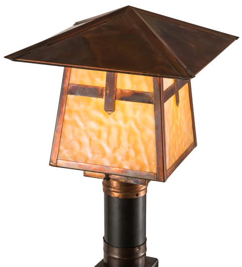 Meyda Tiffany Lighting 54679 Stillwater One Light Post Mount Outdoor Copper/Antique/Verde