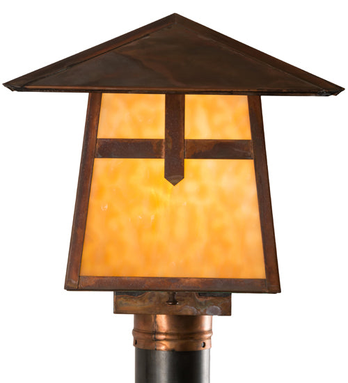 Meyda Tiffany Lighting 54679 Stillwater One Light Post Mount Outdoor Copper/Antique/Verde