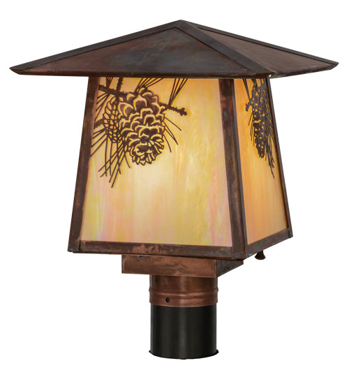 Meyda Tiffany Lighting 54862 Stillwater One Light Post Mount Outdoor Copper/Antique/Verde