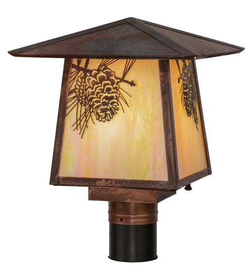 Meyda Tiffany Lighting 54862 Stillwater One Light Post Mount Outdoor Copper/Antique/Verde