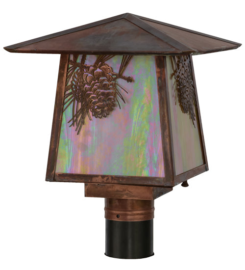 Meyda Tiffany Lighting 54862 Stillwater One Light Post Mount Outdoor Copper/Antique/Verde