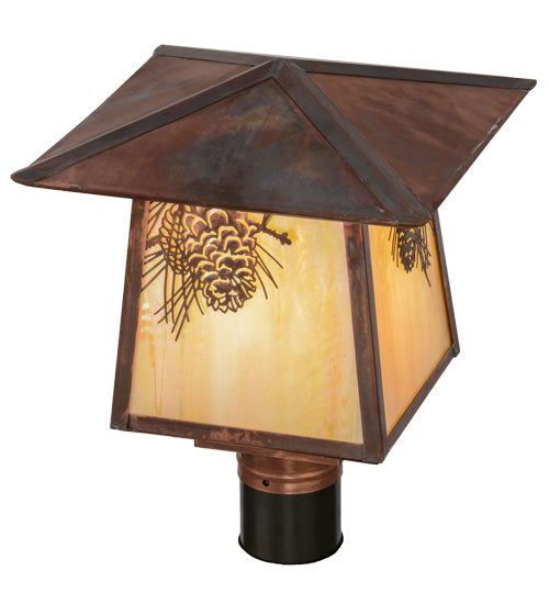 Meyda Tiffany Lighting 54862 Stillwater One Light Post Mount Outdoor Copper/Antique/Verde